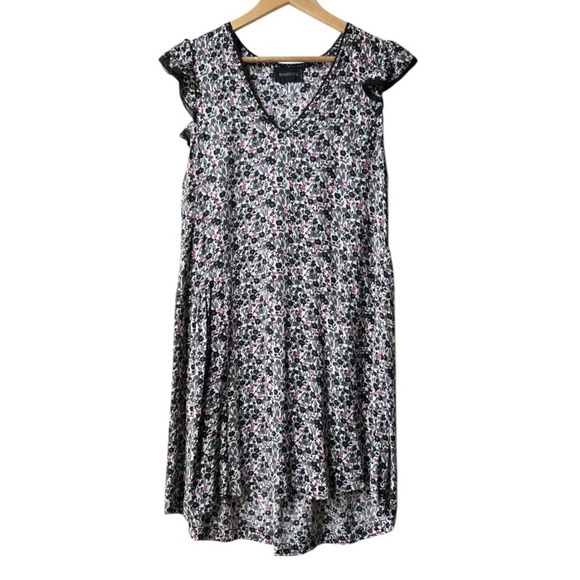 Zadig & Voltaire Black Pink Floral Ringo Print Dress Small Eve Sz S - Picture 2 of 13